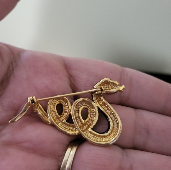 Serpent pin silver, faux diamonds 2" long  #2408 - Picture 2 of 2